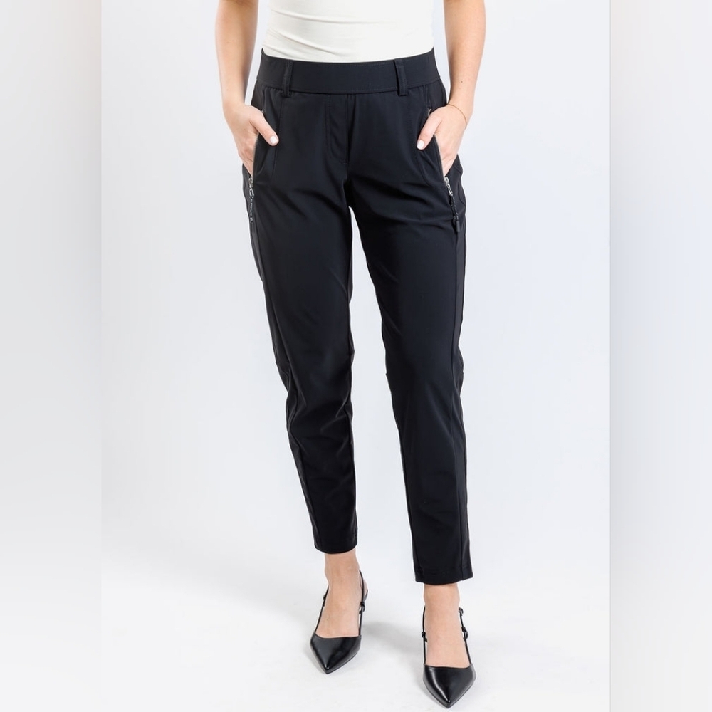 NWT $290 Raffaello Rossi Natina Sport Women's Black Textured Pants Style 10